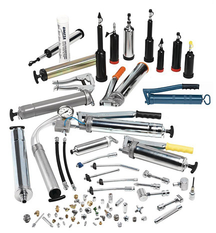 A selection of grease guns, grease nipples and other associated lubrication products
